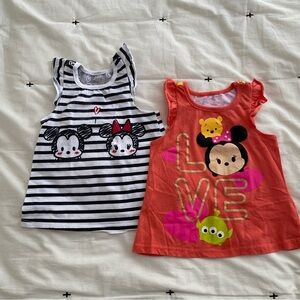 Disney Tsum Tsum 3T Tank Top - Lot of Two Mickey Minnie Winnie the Pooh